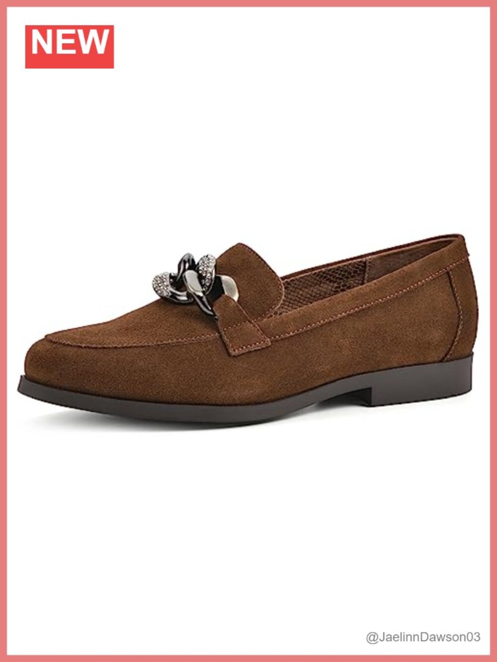 Leather Moc Loafers with Chain Detail Slip-On Dress Shoes